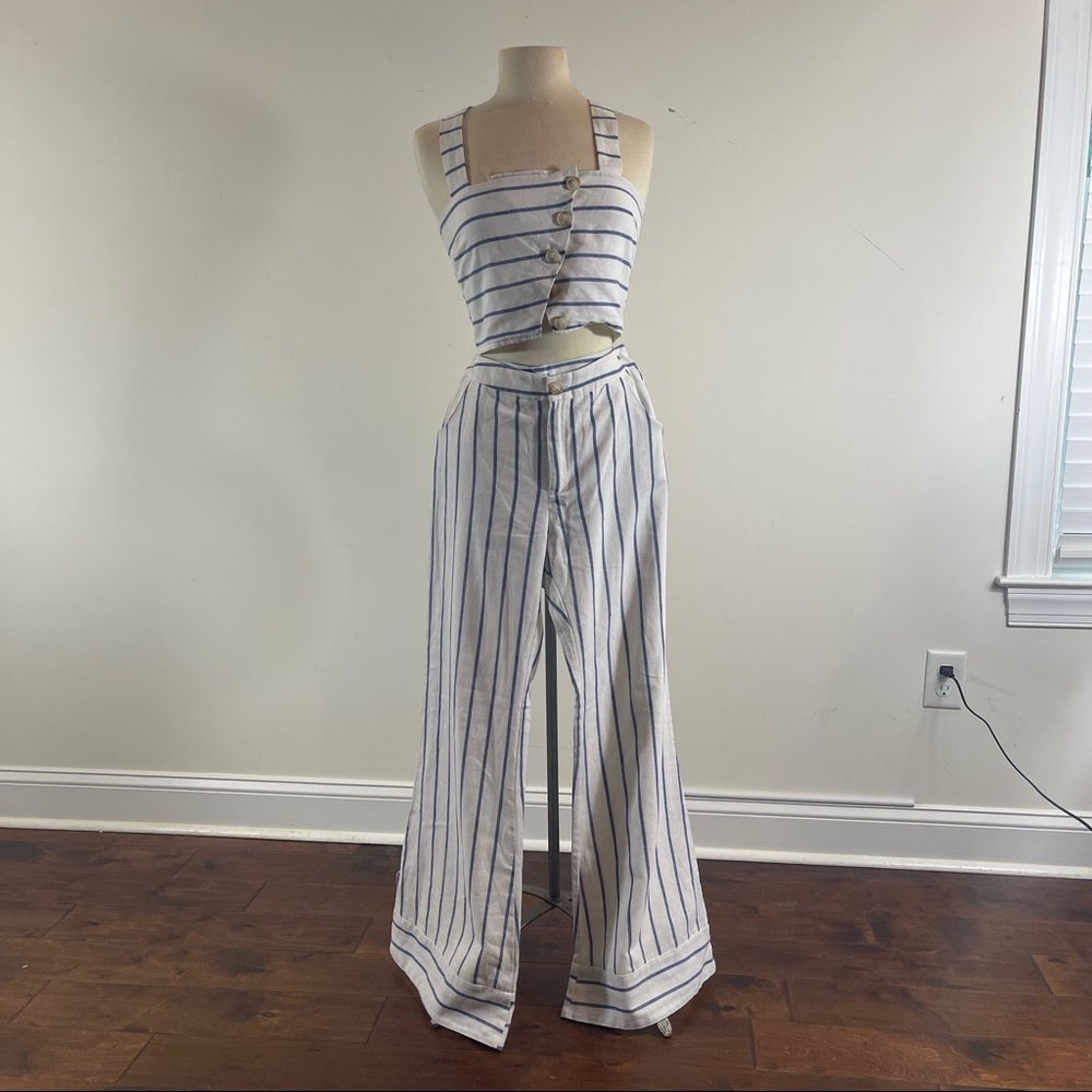 LUCCA Two Piece Striped Blue and White Set